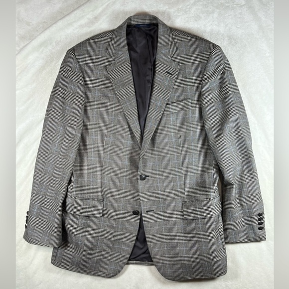 Brooks Brothers Madison 41R 100% Wool Saxxon Plaid Blazer BB Buttons Sport Coat - Picture 2 of 13